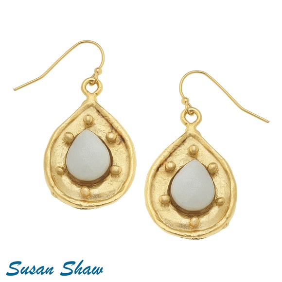Susan Shaw STONE TEARDROP EARRINGS - Picture 1 of 1